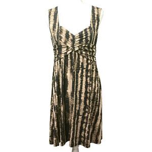 Connected Apparel Women's Brown And Black Abstract Sleeveless Sundress Size 10